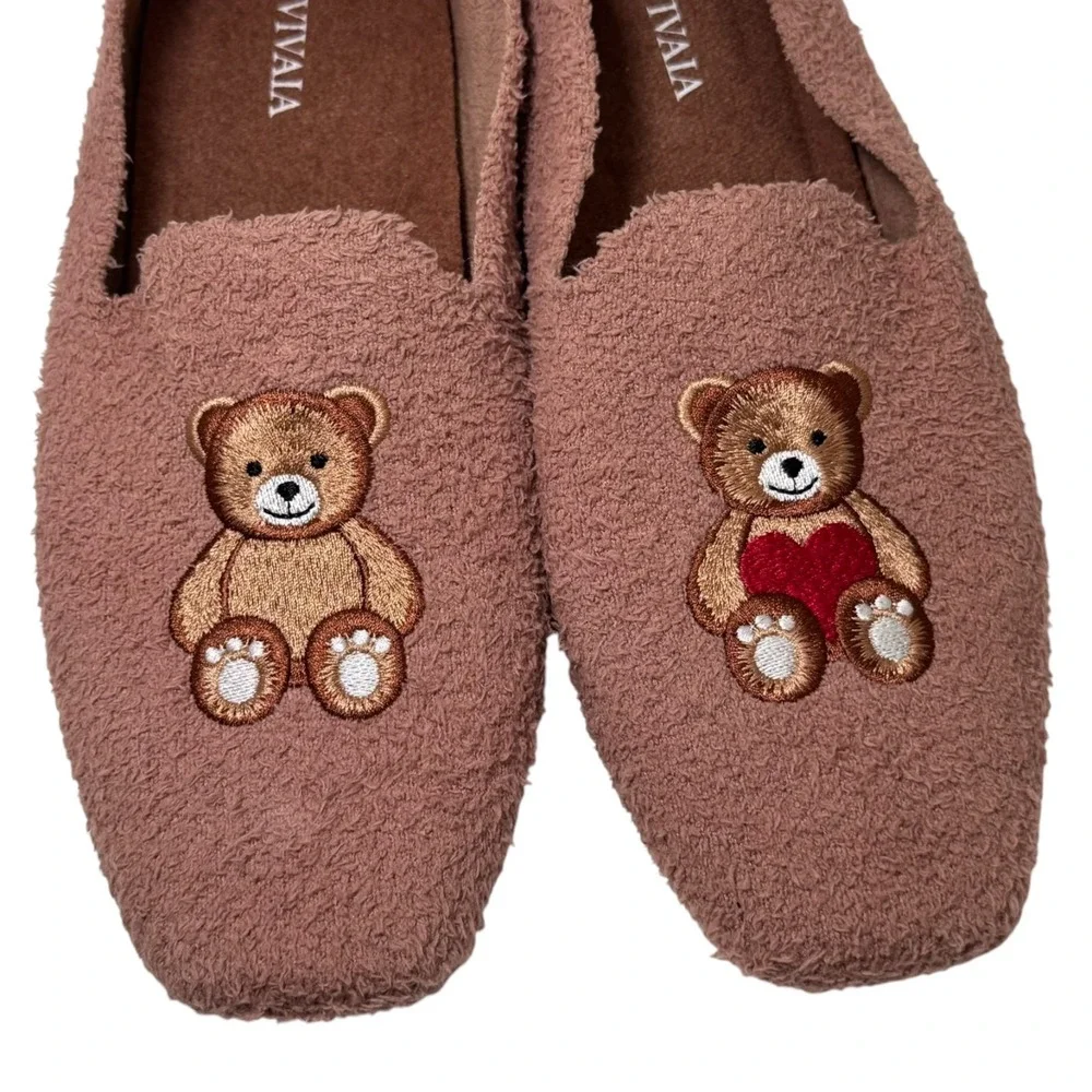 VIVAIA Samantha Terry Knit Loafers Nutmeg Teddy Bear Flats Women's 40/9.5‎